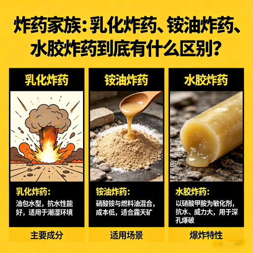 吉木萨尔炸药家族：乳化炸药、铵油炸药、水胶炸药到底有什么区别？